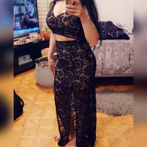 Black lace midi dress